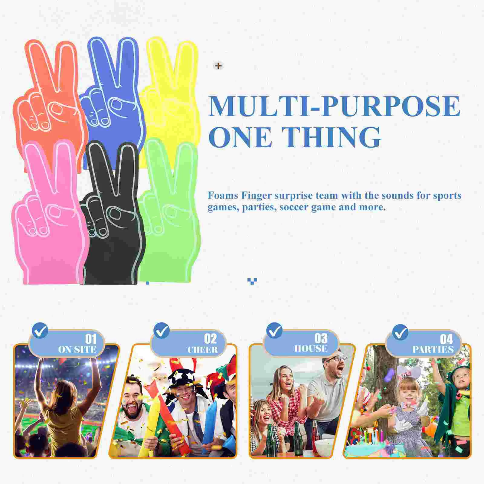 6 Pcs Funny Foam Finger Cheering Clapper Sports Party Favors Giant Fingers for Cheerleading Props
