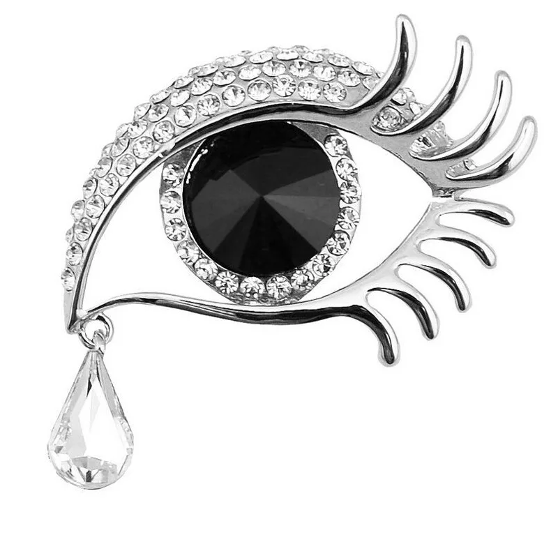 Fashion Tearful Big Eyed Crystal Brooch Diamond Studded Long Eyelashes Eye And Chest Flowers UNISEX Banquet Dresses Accessories
