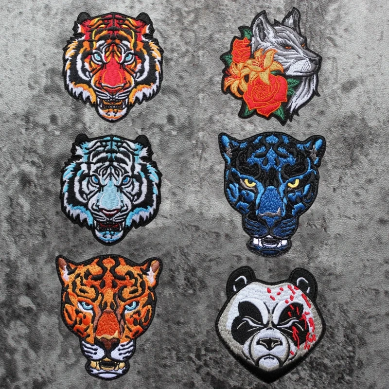Kung Fu Panda Armband Sticker King Of The Jungle Tiger Wolf Head Morale Badge Ricamato Hook And Loop Animal Badge Emblem