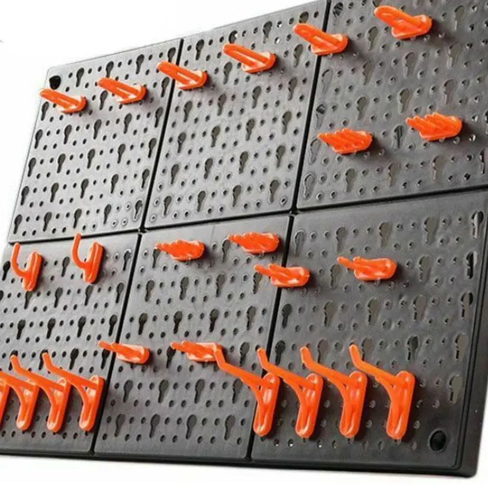 Wall Mounted Hook Rack 10Pcs Hardware Tools Hook Plastic Wall-Mounted Hanging Plate Hole Plate Hook Parts Storage Box Garage Unit Shelf Tool Holder