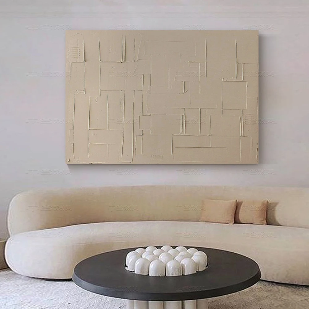

Modern Hand-Painted Oil Painting Abstract Living Room Decoration Painting Morandi Pure Color Texture Painting On Canvas Wall Art