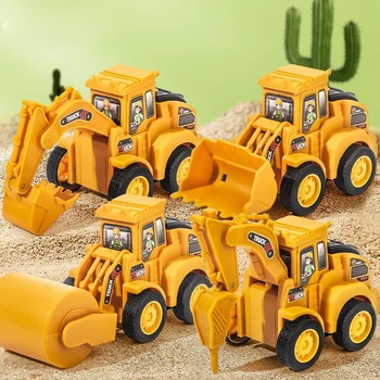 Engineering Vehicle Model Inertial Car Toy Press Sliding Car Excavator Bulldozer Children Educational Construction Vehicle Kids 1