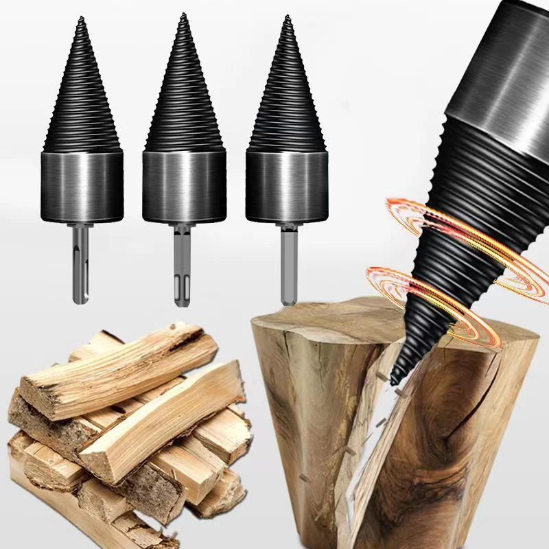 32/38/42/45/50mm Firewood Splitting Drill Bit Wood Splitter Screw Cones Bit Square Round Hexagonal Used For Electric Hammer