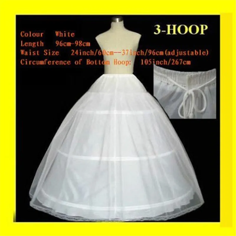 

FREE SHIPPING Hot sale 50% off 3 HOOP Ball Gown BONE FULL CRINOLINE PETTICOAT WEDDING SKIRT SLIP H-3