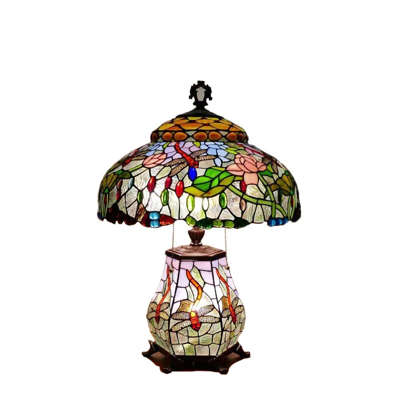 

BOCHSBC Tiffany Style Desk Lights Lash Bird Rose Lotus Dragonfly Stained Glass The Child Master Table Lamp Luxurious Art Decor