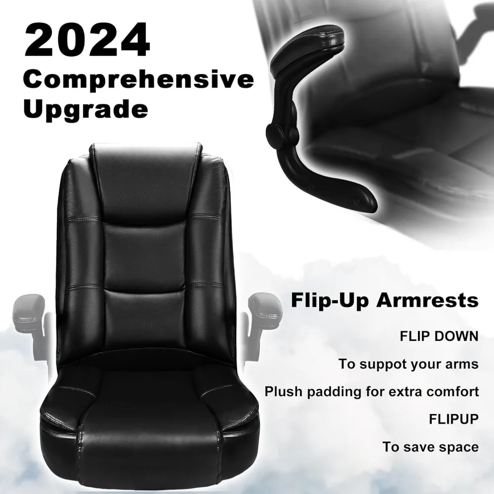 ergonomic high-back office chair with lumbar support and padded adjustable arms for home office use