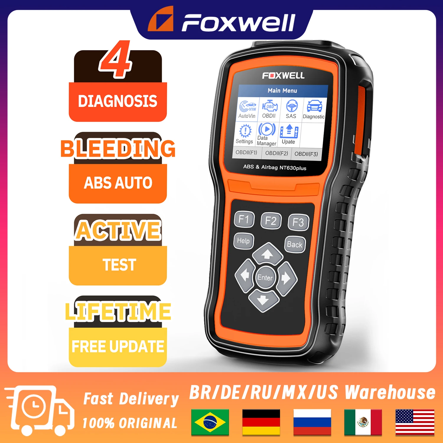 Foxwell Nt630 Plus Obd2 Scanner Automobilistico Obd2 Strumento Diagnostico Per Auto Auto Motore Abs Airbag Sas Lettore Di Codici Di Calibrazione Odb