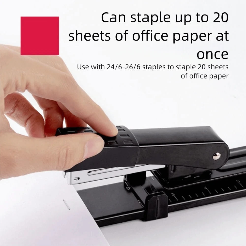 20매 용량 롱 리치 스테이플러 금속 바디 노동 절약형 롱 암 스테이플러 손쉬운 교육용 종이 스테이플러
