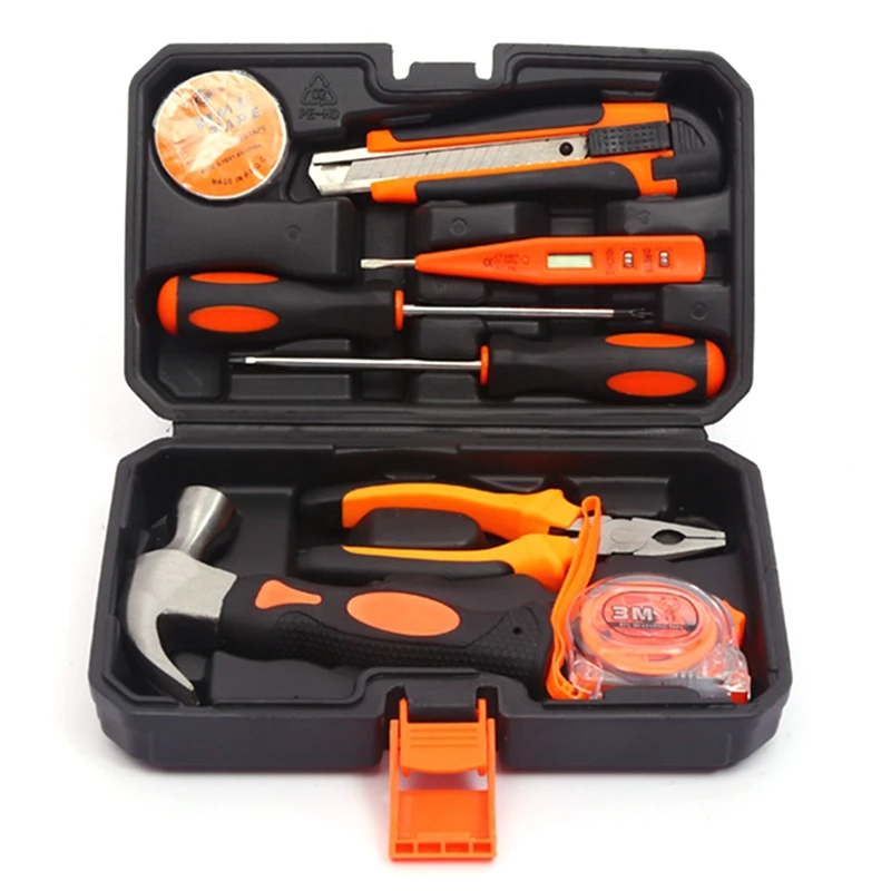 8 Pieces of Multifunctional Household Hardware Tool Set, Car Tool Box