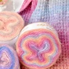 200M Rainbow Gradient Color Cake Yarn Organic Cotton Blend Yarn DIY Hand-woven Yarn Spring/Summer Crochet Skirt Shawl Lace Line 2