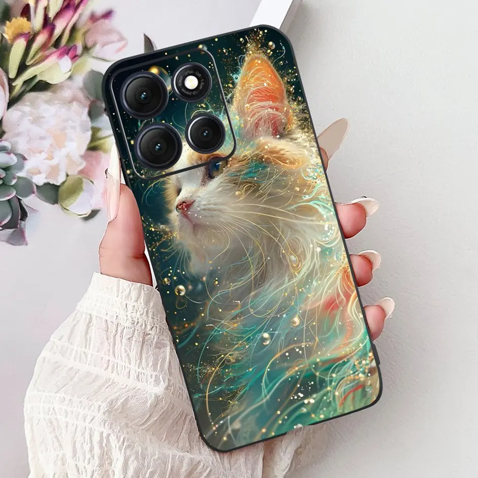 Floral Bamboo Cat Cartoon Soft Silicone Back Cover
