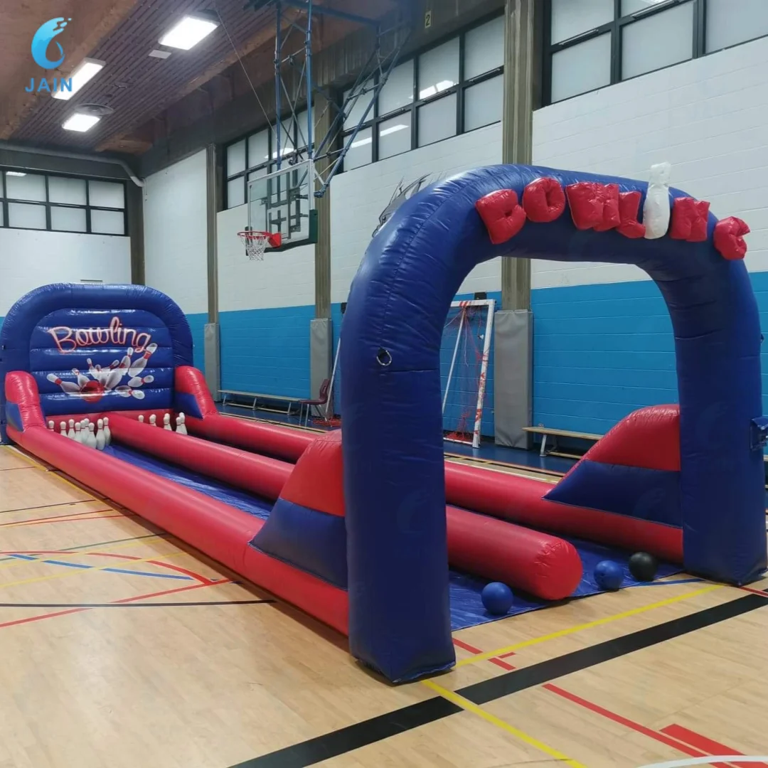 Large Carnival Game Inflatable Bowling Alleys Double Inflatable Bowling Lane with Pins for Kids and Adults for Party 6m