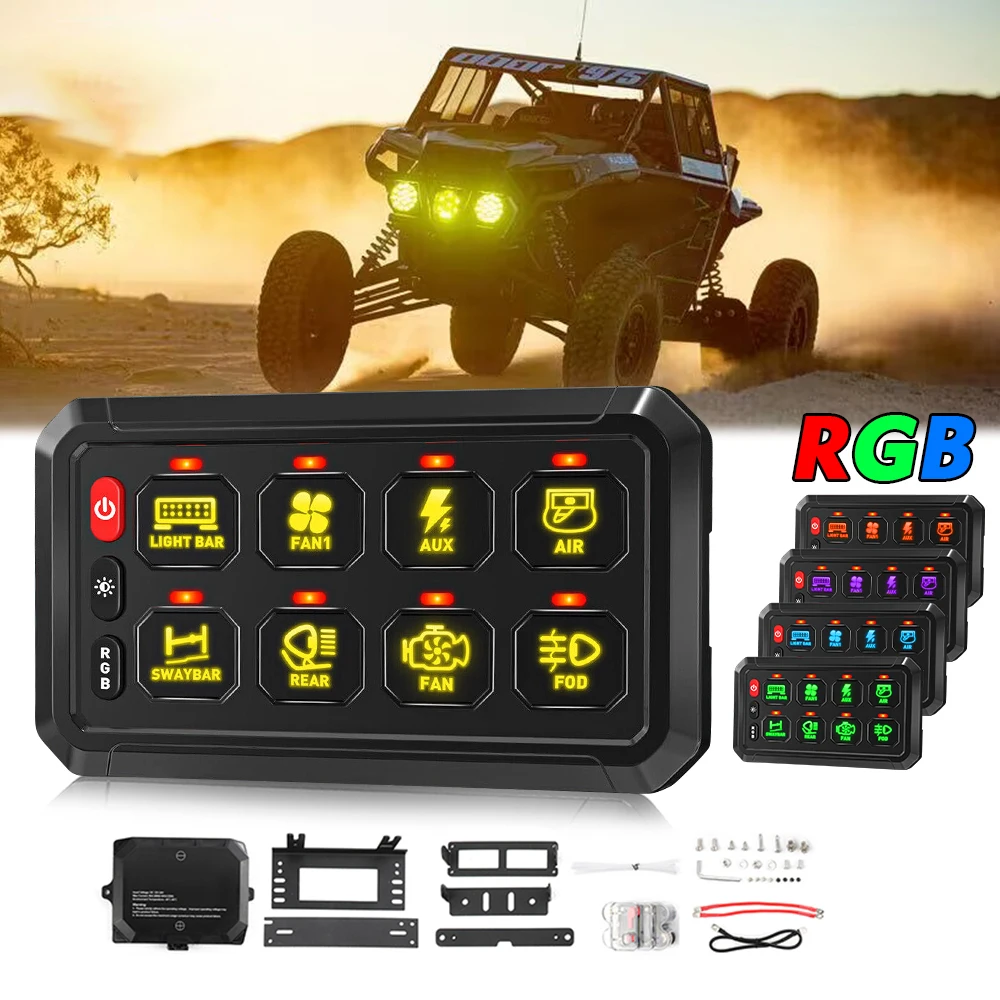 

COLIGHT 8/12 Gang RGB Switch Panel Led Work Light Bar Switches Box Controller for Universal Cars Truck Boat UTV 4X4 4WD 12V 24V