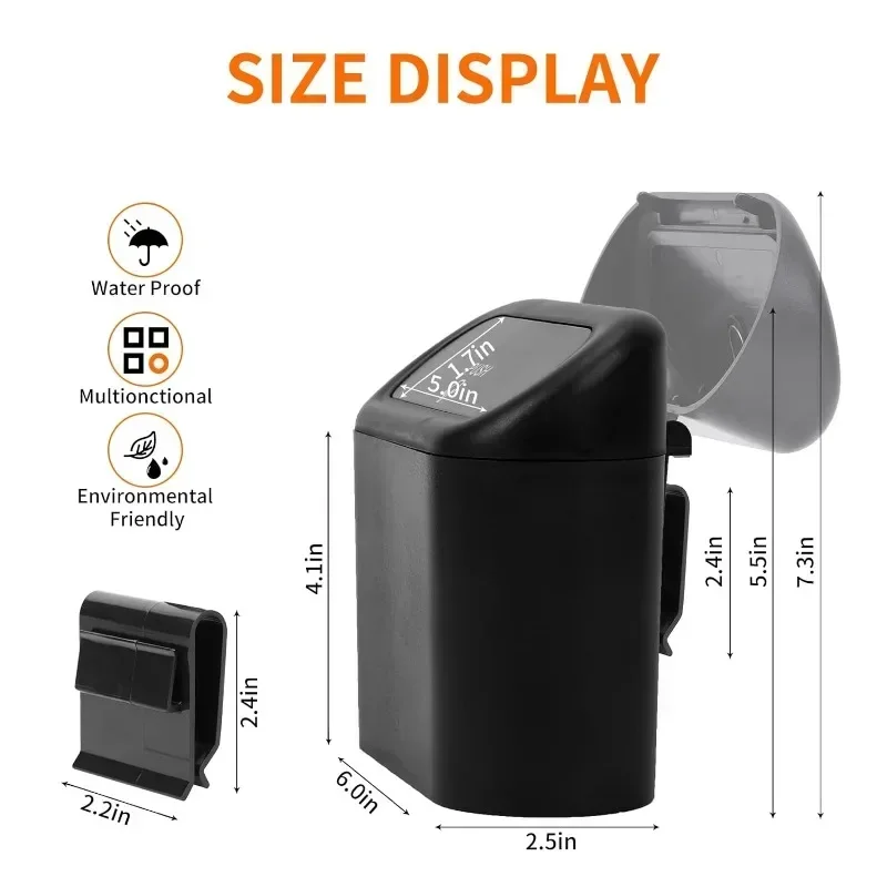 Car Trash Can with Lid Hanging Dustbin Garbage Box Car Interior Storage Case Trash Door Seat Clip Stand Holder Accessories