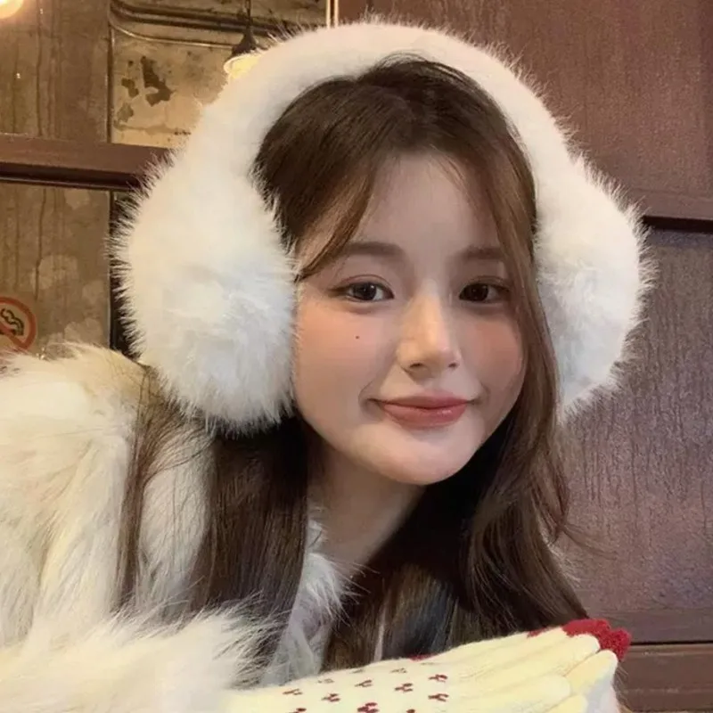 Multicolor Fur Furry Earmuffs for Women Girls Winter Outdoor Cycling Windproof Keep Warm Ear Covers Folding Soft Plush Ear Cover