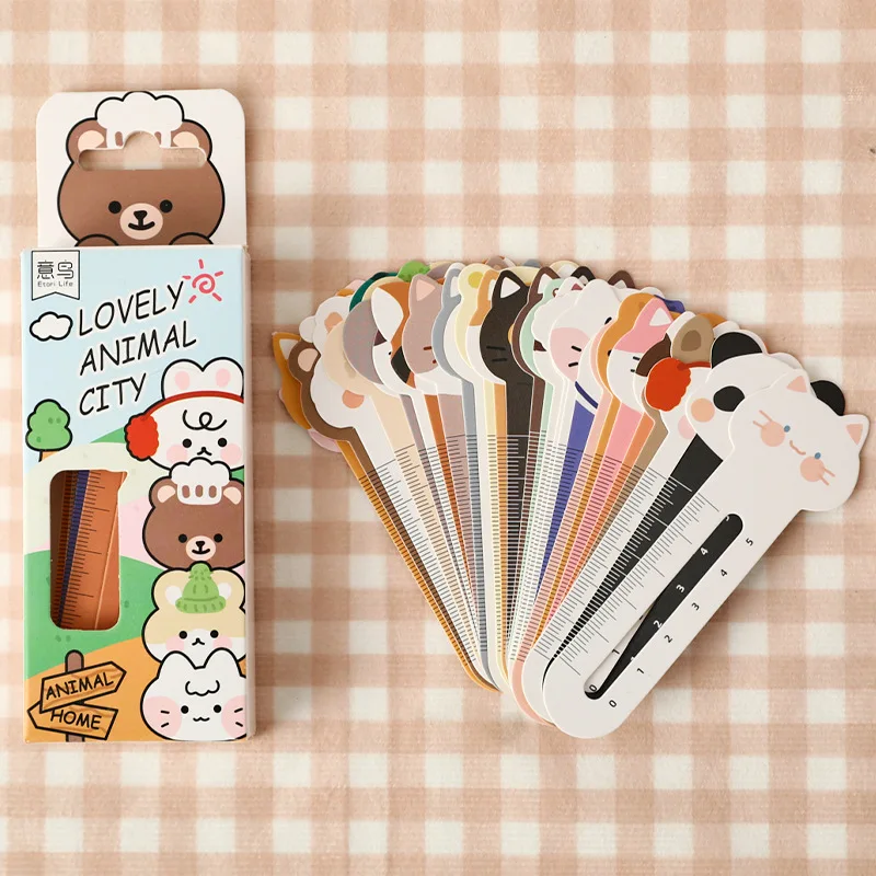 30pcs/box Kawaii Bookmarks Creative Scale Rulers Notebook Page Holder Korean Stationery Reading Tools