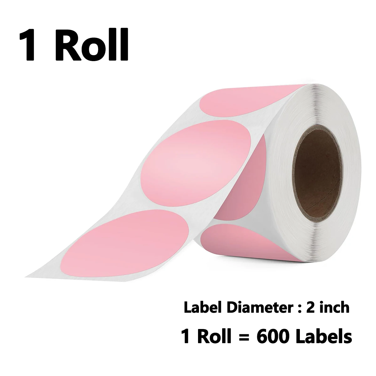 600-Label Roll of 5.08cm Round White Thermal Stickers, Self-Adhesive and Multi-Purpose