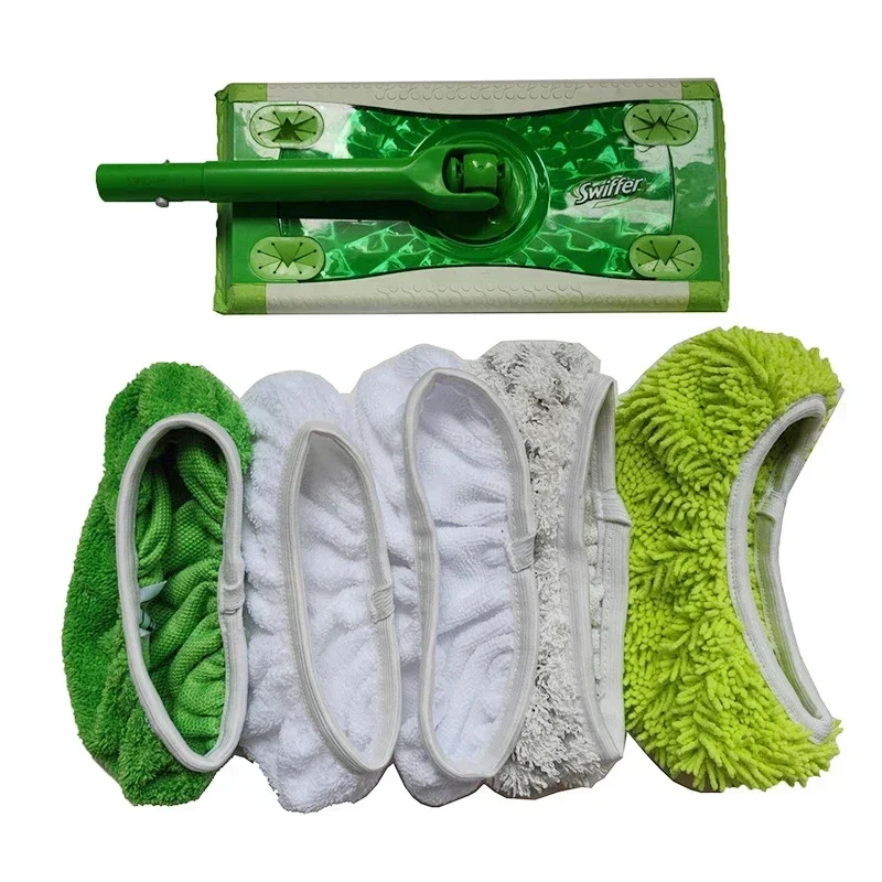 1PCS Thickened Elastic Band Flat Mop Cloth Coral Fleece/Microfiber/Chenille Replacement Rotary Mop Cleaning Pad Household Tools