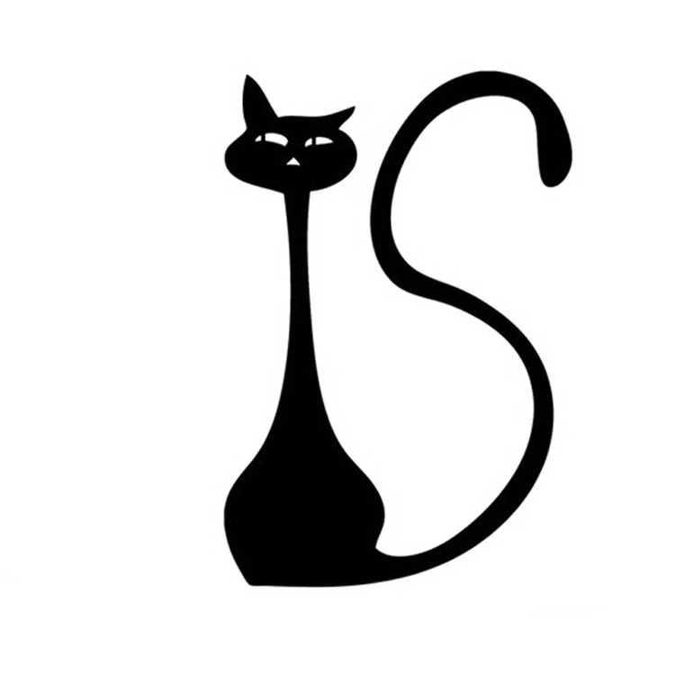 

Car Stickers Cute Cat Silhouette Car Stickers Car Shape Decoration Notebook Motorcycle Stickers Accessories Black/white,14cm*9cm