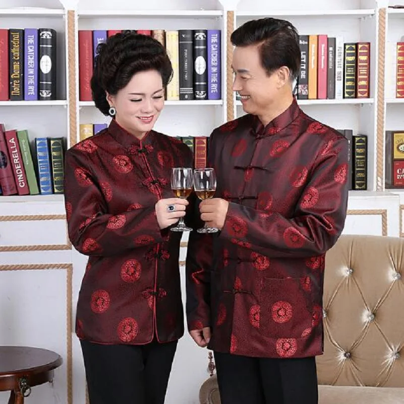 Hot Sale New Men Women Chinese Traditional Tang Suit High Quality Satin Jacket New Year Clothes Hanfu Birthday Party Style Coat