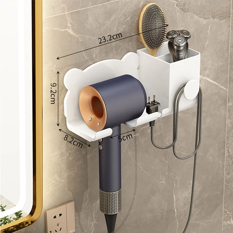 

TPlastic Wall Accessories Dryer Dryer Holder Shelf Dryer Blower Toilet Organizer Hairdryer Stand Cartoon Hair Cradle Bathroom