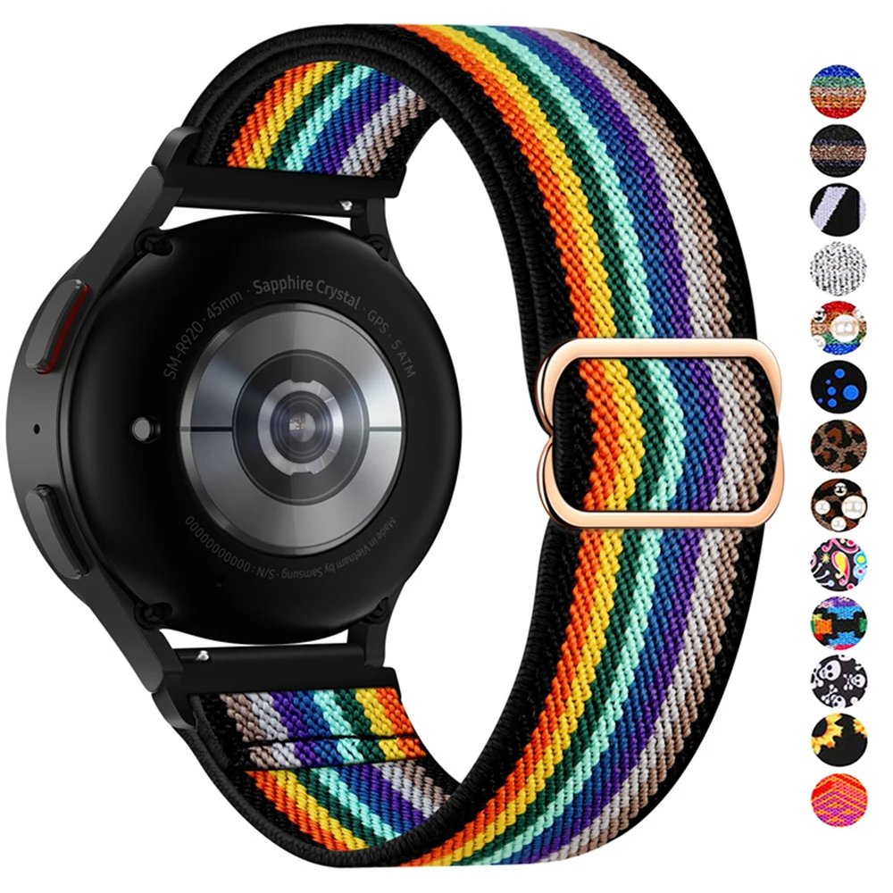 

Shiny 20mm/22mm strap For Samsung Galaxy Watch 6 5/pro/3/4/classic/Active 2 Elastic Bohemian bracelet Huawei watch GT 3-2e band