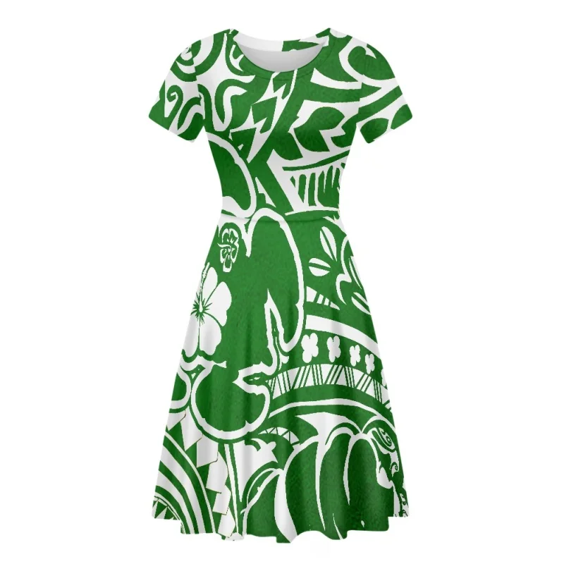 

Новинка 2023, женское пляжное платье HYCOOL, полинезийский таитянский узор, платье с круглым вырезом и коротким рукавом, модные платья для дам, оптовая продажа
