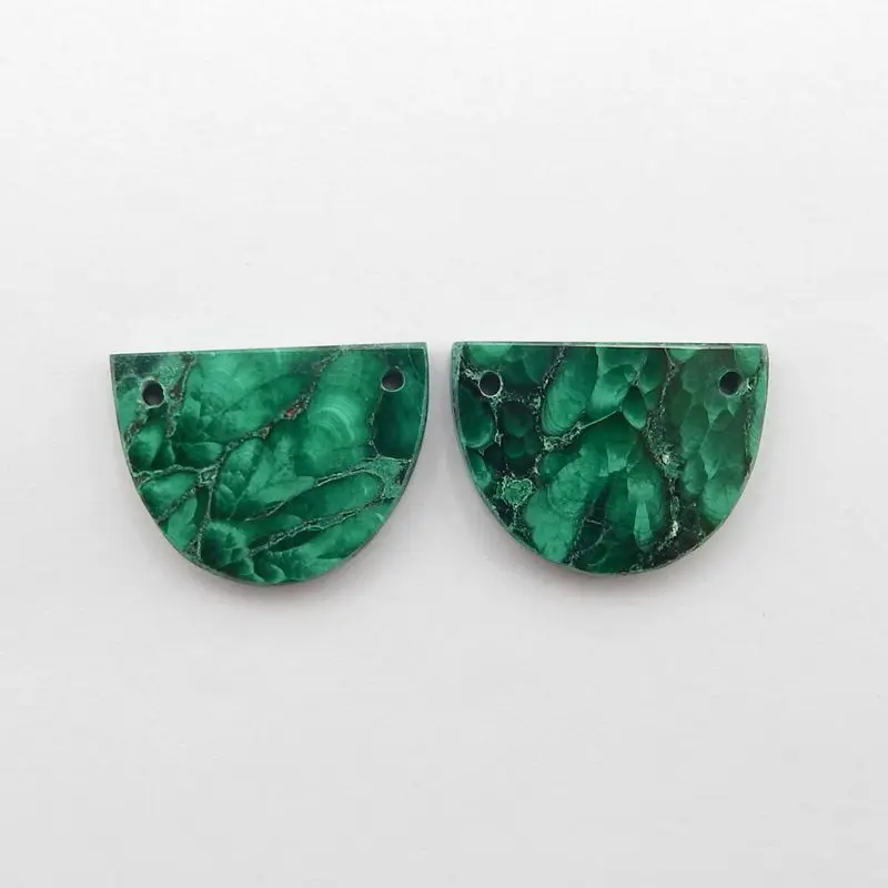 Semiprecious Natural Stone Malachite Double Holes Earrings Beads 20x15x3mm 5g Fashion Jewelry Accessories For Women