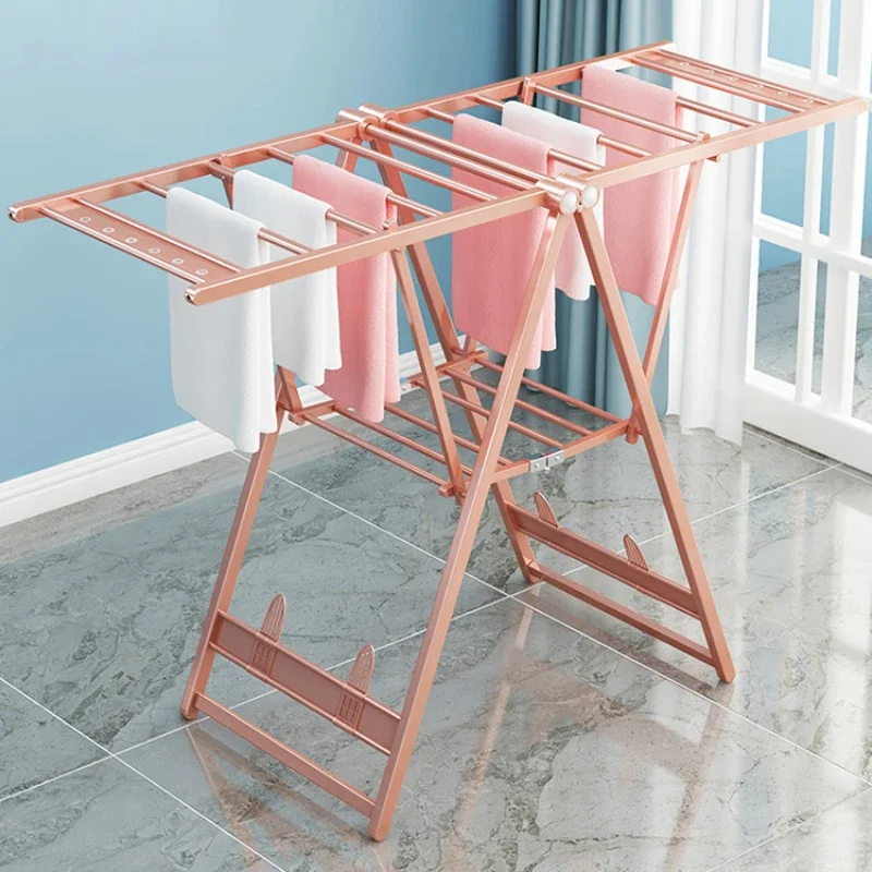 

Aluminum Alloy Clothes Drying Hanger Floor Folding Clothes Rack Indoor Balcony Home Baby Clothes Drying Quilt Hanger