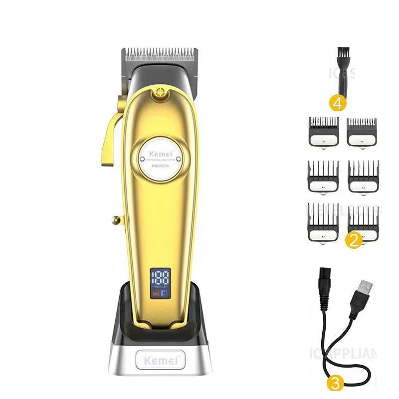 Kemei KM-K53S Hair Clipper with Lcd  Fast Charging and Long Time Using Professional Salon Hair Trimmer Makina De Afeitar Hombre small charging usb mini handheld fan cooler portable fan mini silent charging desk dormitory office student gifts enduranc long