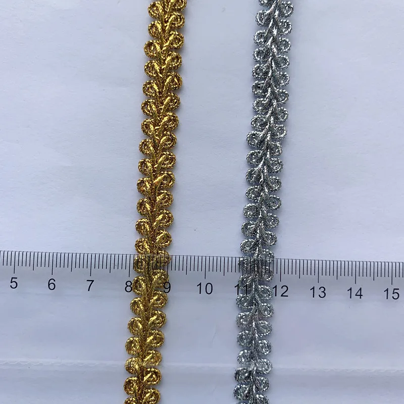 5m/16.4ft Each Pack Gold Silver Silk Lace trims Weaving Edge for Festive Decorations Handmade DIY sewing Crafts