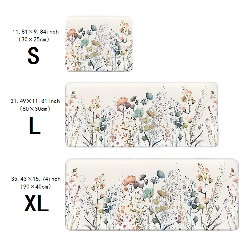 Stylish floral print mousepad, extended desk mat, 35.4x15.7in, long mousepad with non-slip rubber base, ideal for gamers, home o 6