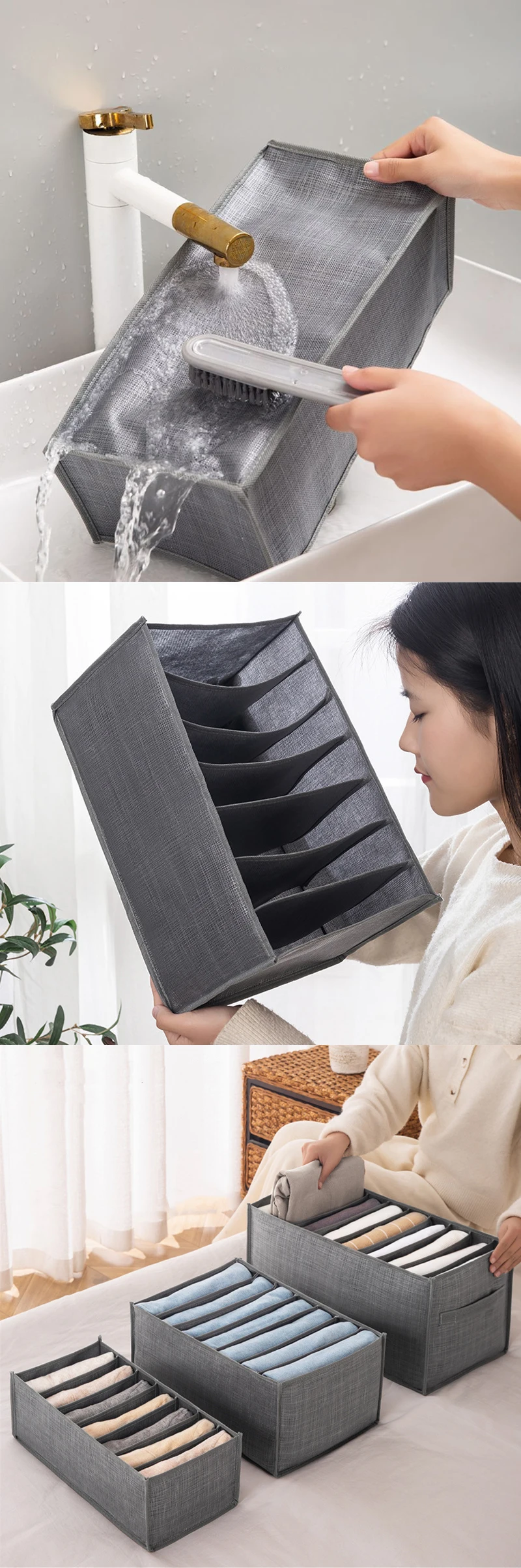 Foldable Nonwoven Fabric Drawer Organizer Box image 2