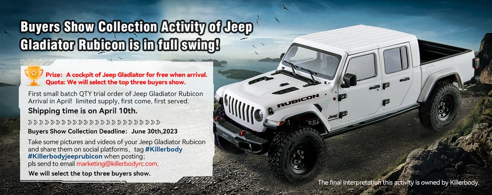 Killerbody RC 1/10 ジープ グラディエーター ルビコン(予約注文