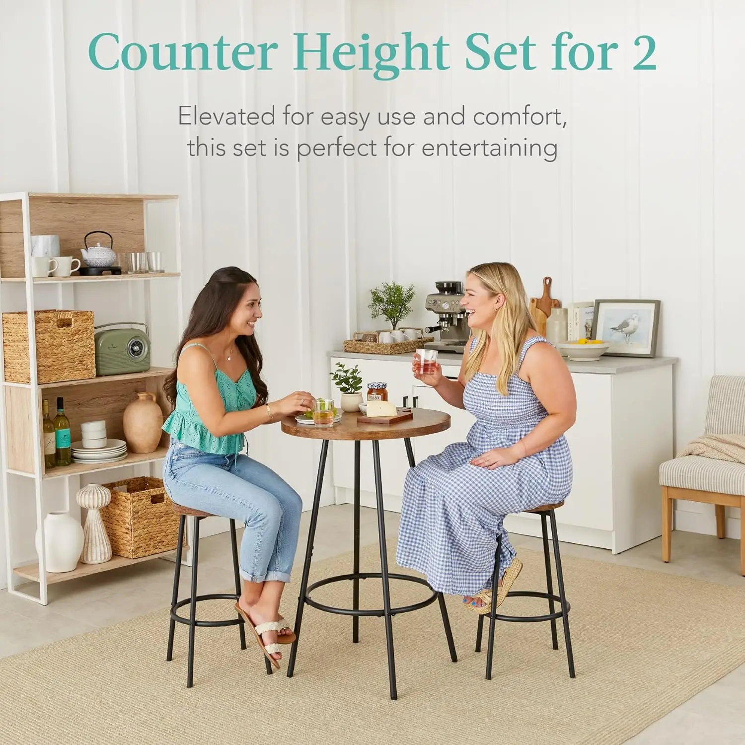 Best Choice Products Bistro Dining Set 3 Piece, Modern Round Counter Height Pub Table, Compact High Top with Bar Stools Pub