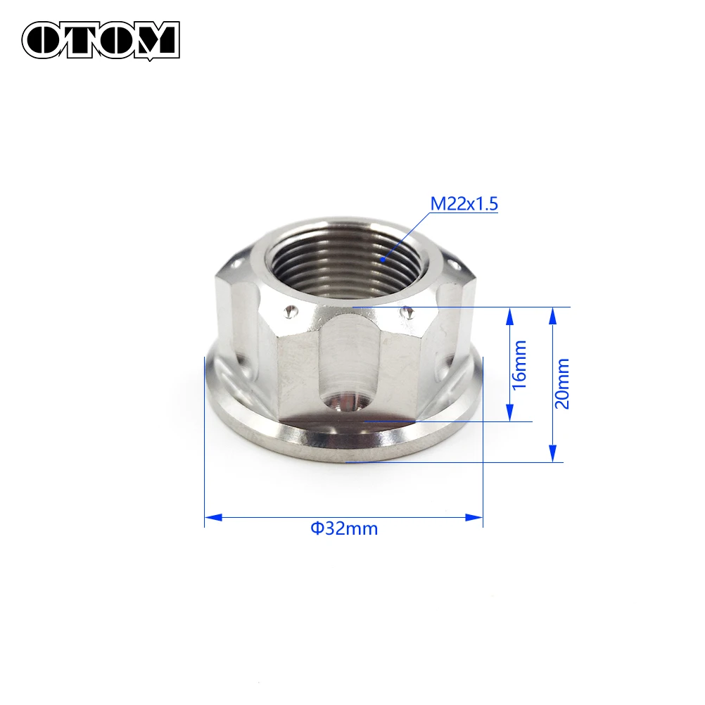 OTOM Titanium Alloy Rear Axle Nut M22*1.5 Flange Nut Burned Hexagon Screw Nuts Fastener HONDA CRF CRF-X KAWASAKI KXF 250 450