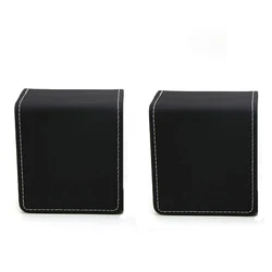 Luxury Black Leather Watch Gift Box with Pillow - Elegant Display Case (2 Pcs Matte Black)