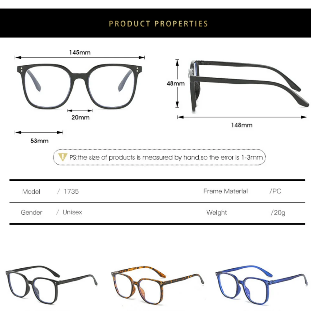 KLASSNUM Anti-Blaulicht-Dekorationsbrille für Damen, transparent, großer quadratischer Rahmen, Computer-Flachlicht-Modebrille 2026 – Detail 1