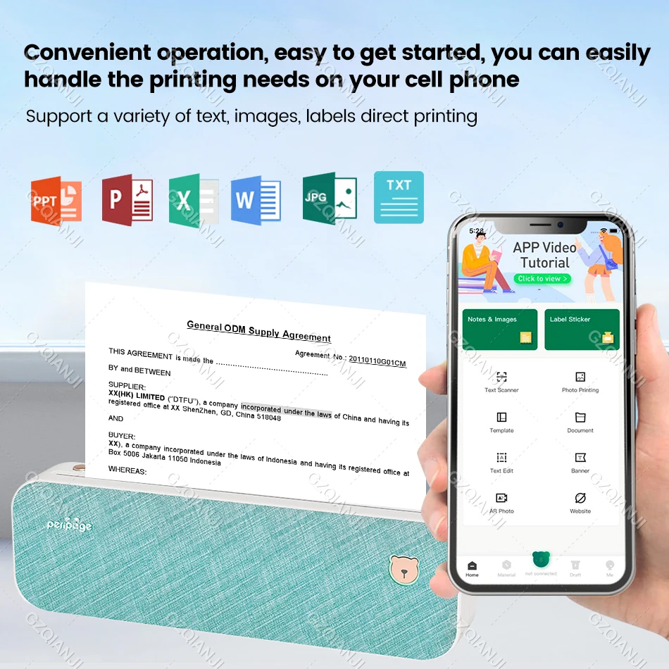 A4 Thermal Printer Photo Note Word PDF Printing Label Maker 300dpi 203DPI Travel Office School Home free App Peripage Device A40