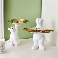 1pc Minimalist Polar Bear Tray-Creative Cosmetic Key Desktop Storage Tray Ornament for Home Decoration 2