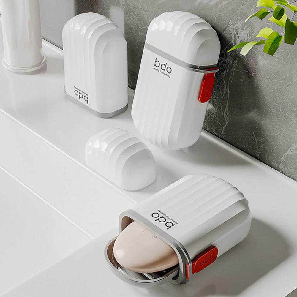 

New Bathroom Soap Case Home Shower Travel Holder Container Soap Box Plastic Soap Box Dispenser Double Layer Drainage Soap Rack