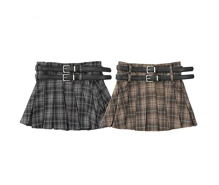 2024 Summer Academy Style Spicy Girl Short Skirt A-line Pleated Skirt Design High Waist Half Skirt