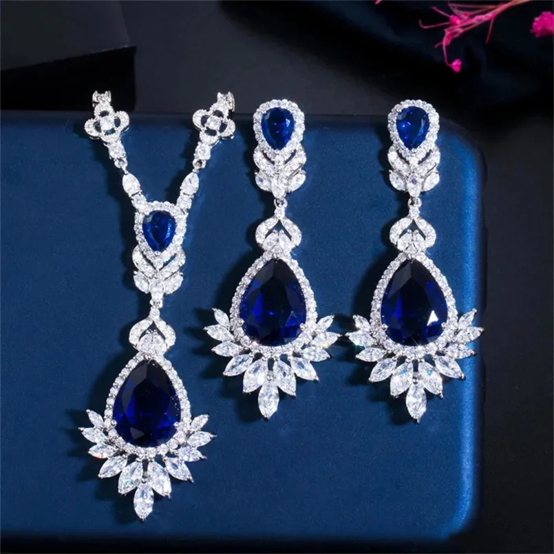

CC Jewelry Sets For Women Party Accessories 2pcs Necklace And Earring Gorgeous Crystal Inlay Elegant Wedding Bridal Set T0105