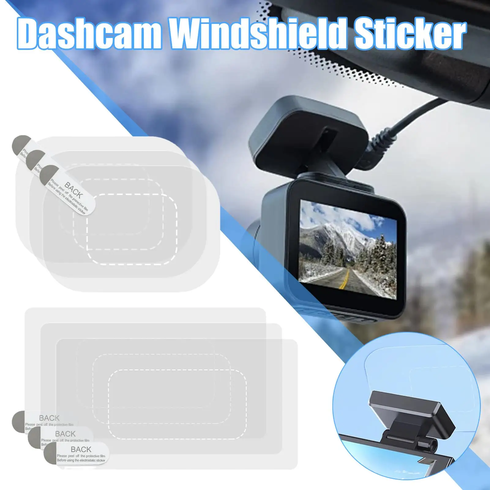 Dashcam Windshield Sticker Windshield Sticker Electrostatic Stickers For Dash Cam Transparent Windshield Film Screen Sticker 6pc