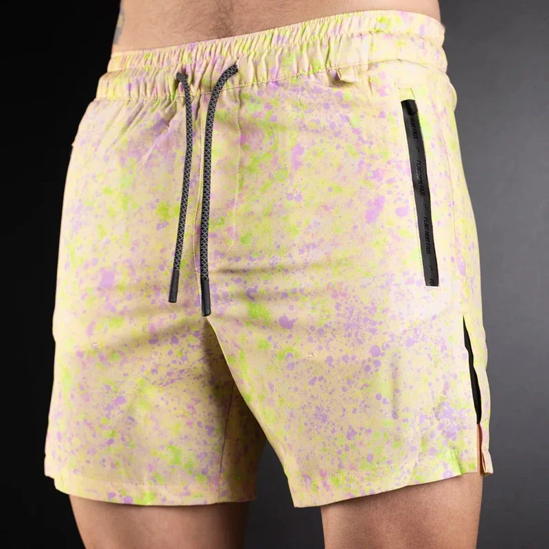 Summer New Men's Shorts 2-In-1 Double Layer Shorts Sports Fitness Quick Drying Breathable Stretch Beach Pants Basketball Shorts