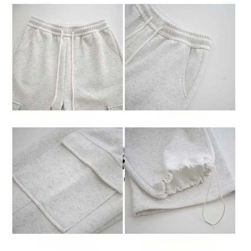 Deeptown Grey Sweatpants Women High Waist Sports Joggers Pants Korean Reviews Loose Straight Trousers Fall Winter Casual Vintage