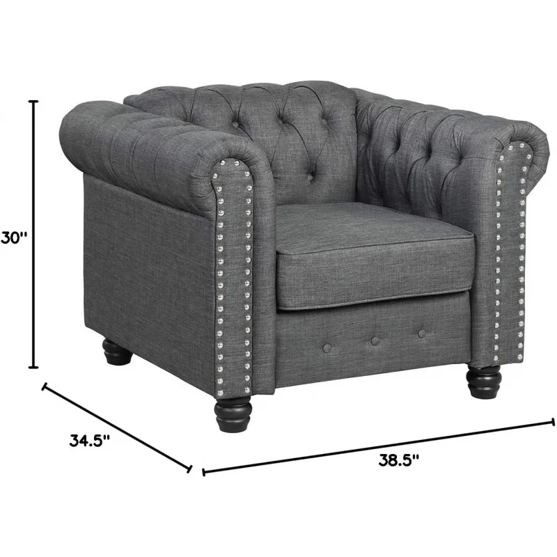 Morden Fort Chair for Living Room, Chair Chesterfield No Sagging, Living 24'' Comfy Seat Depth, Accent Tool-Fr