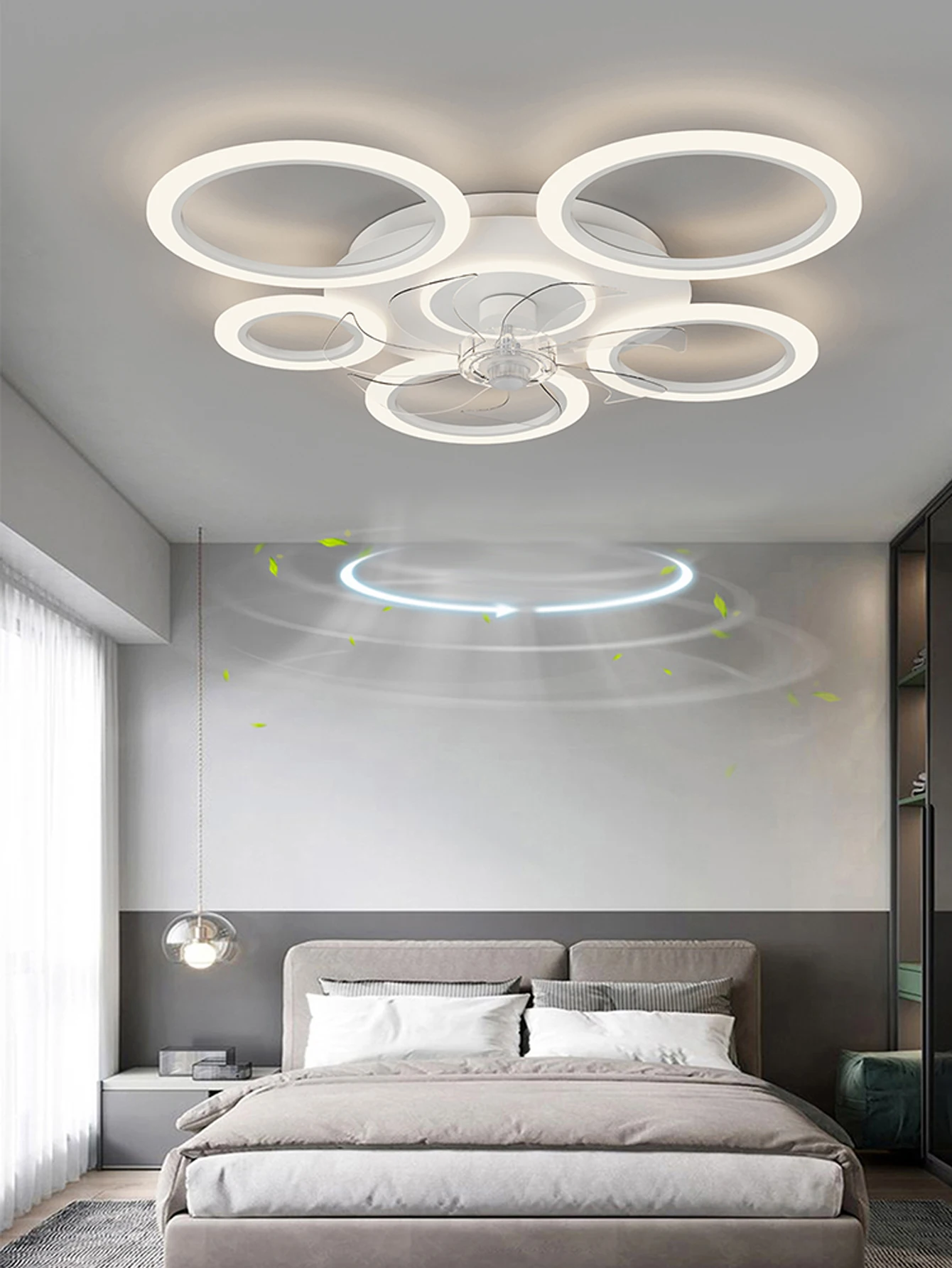 Modern round Led Ceiling Lamp for Decorating Living room Bedroom Remote control to adjust the wind speed Home lighting