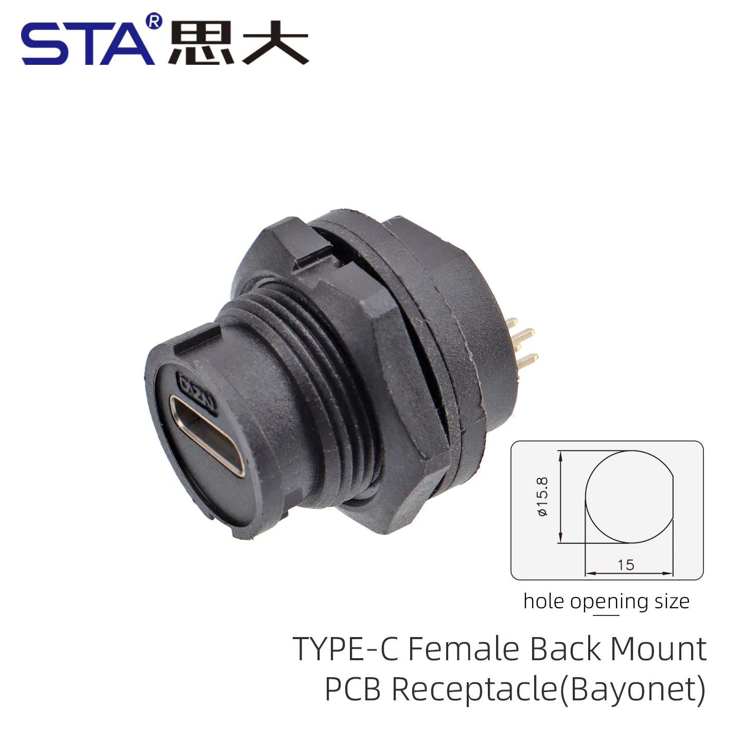 Waterproof Type-C to USB 3.0 Quick Charge Panel Mount Connector
