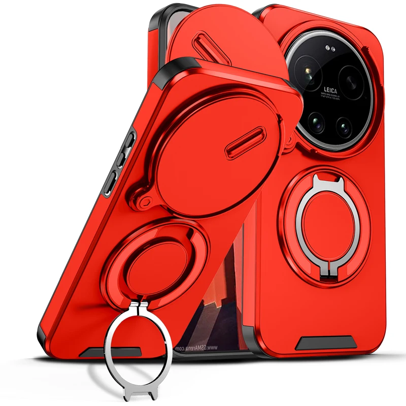 Magnetic Armor Shockproof Phone Case with Camera Protection and Ring Car Mount Stand